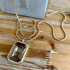 Chico’s Gold Tone Pendant Necklace Rhinestones